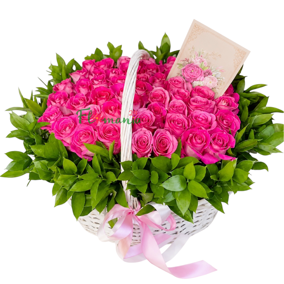 Корзина из малиновых роз Маджента